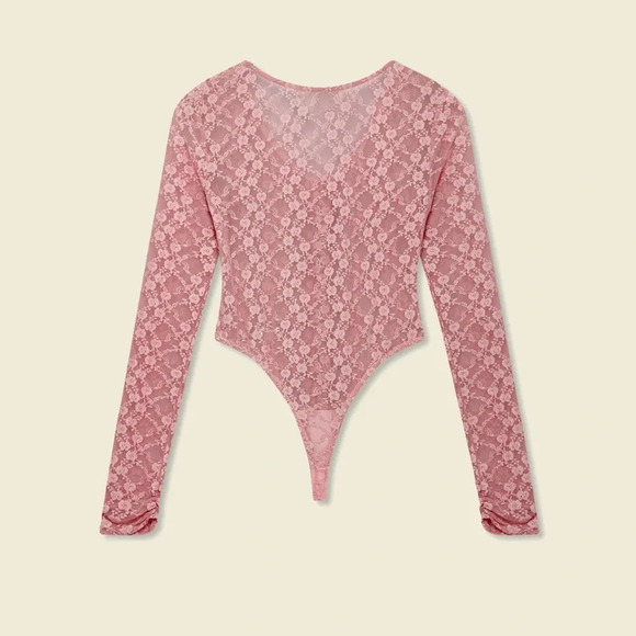 House Of Sunny Love Lace Bodysuit in Blush Pink - Picture 4 of 6